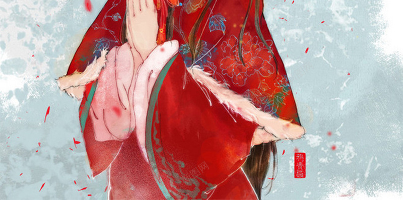 唯美古典浪漫美女H5图jpg设计背景_88icon https://88icon.com 古典 古风 唯美 唯美古典美女H5素材 意境 插画 文艺 浪漫 清新 美女 花瓣