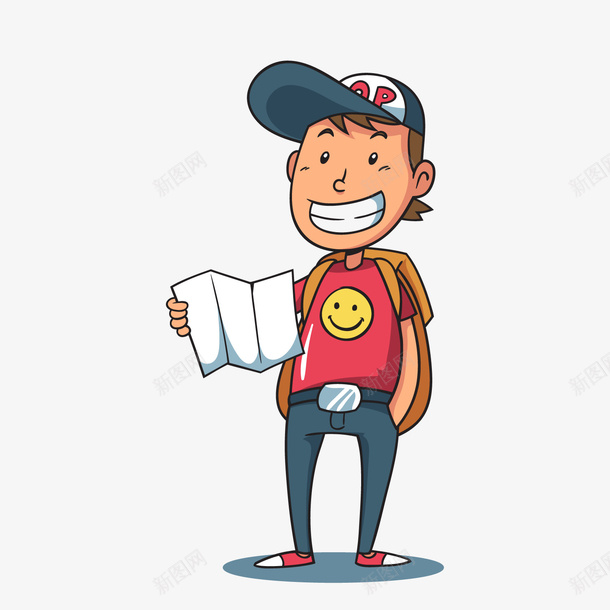 旅游看地图男孩png免抠素材_88icon https://88icon.com 卡通人物 卡通男子 开心表情 旅游人物 看地图男孩