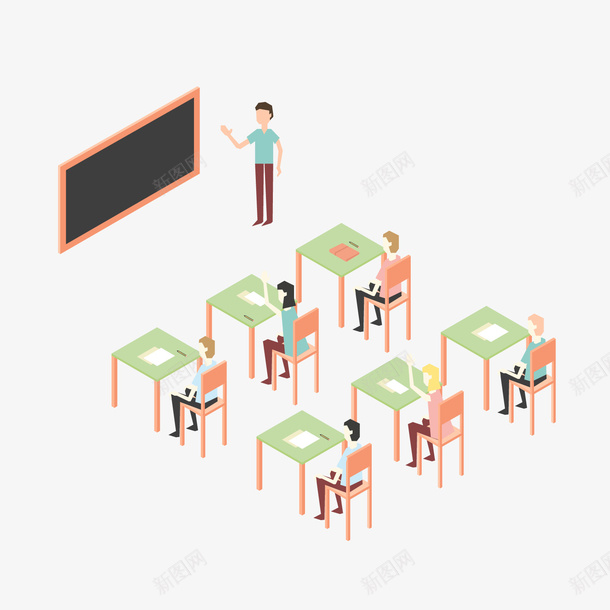 创意立体教室内部png免抠素材_88icon https://88icon.com 上课老师学生 立体教师内部 背景装饰
