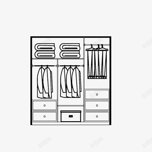 简笔手绘整齐的衣柜png免抠素材_88icon https://88icon.com 卡通衣橱 干净整洁 整齐的衣柜 整齐的衣橱 暗格 简笔手绘 黑色线条