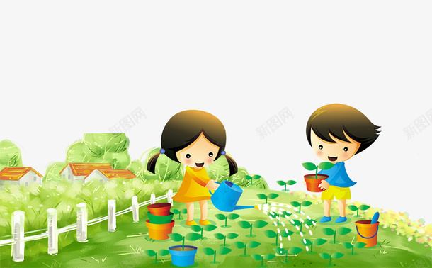 312植树节卡通种植浇水psd免抠素材_88icon https://88icon.com 312植树节 万物复苏 二十四节气 卡通手绘 立春 绿意黯然
