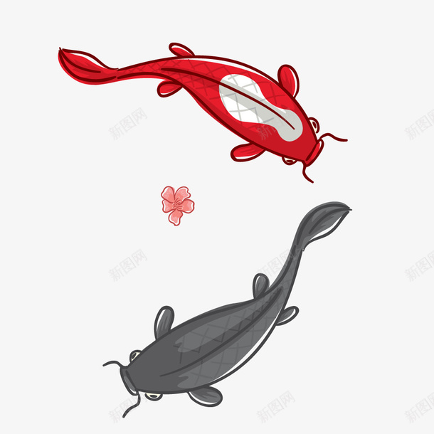 彩色双鱼小插图矢量图ai免抠素材_88icon https://88icon.com 传统文化 双鱼图 小鲤鱼 旅游宣传单 日本绘画 海报设计 清新风格 矢量图