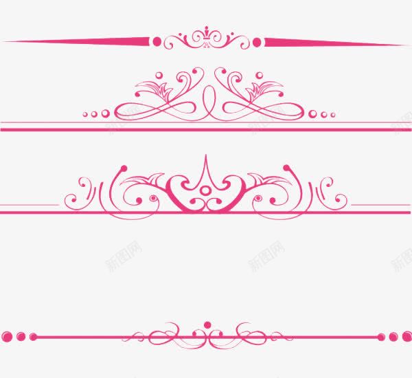 玫红色花纹边框png免抠素材_88icon https://88icon.com 欧式 浪漫 花朵纹路 长条形
