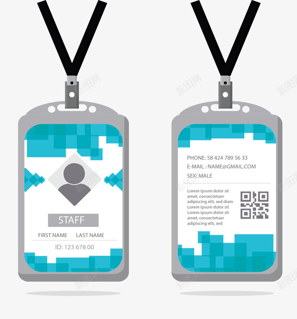 绿色几何花纹工作证矢量图ai_88icon https://88icon.com 公司工牌 工作证 工牌 矢量png 矢量图 绿色胸牌 绿色花纹 胸牌