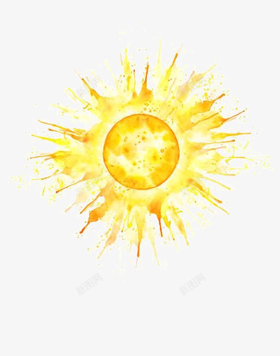 水彩太阳png免抠素材_88icon https://88icon.com 光线 创意 卡通太阳 日光 水墨太阳
