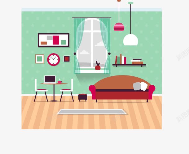 卡通整洁客厅png免抠素材_88icon https://88icon.com 卡通 客厅 家具 整洁