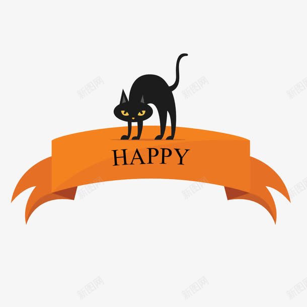 简约可爱万圣节标签png免抠素材_88icon https://88icon.com 标签 简约 緞帶 缎带 黑猫