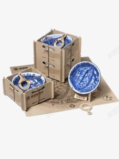 瓷碗包装png免抠素材_88icon https://88icon.com 包装盒 简约 青花瓷 餐具 餐具元素
