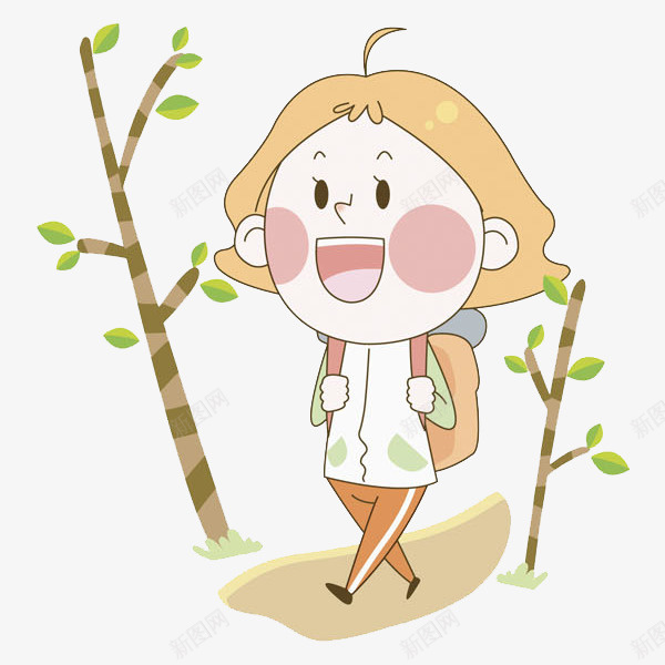 背着书包上学的女孩png免抠素材_88icon https://88icon.com 卡通 可爱的 女生 学生 小路 开心的 手绘