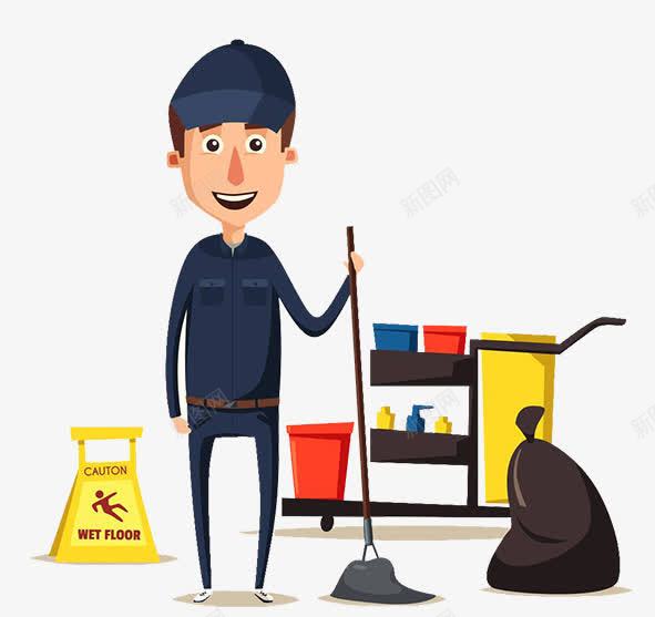 擦地板的保洁人员png免抠素材_88icon https://88icon.com 保洁人员 卡通人物 小心滑倒提醒 拖把 擦地板 清新剂