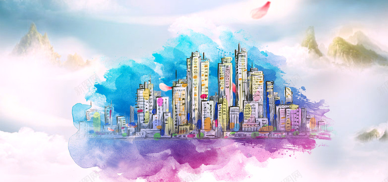 水墨背景抽象城市建筑海报背景jpg设计背景_88icon https://88icon.com 城市 天空 山 建筑物 彩色水墨 抽象城市建筑 文艺 水墨背景 海报背景 花瓣