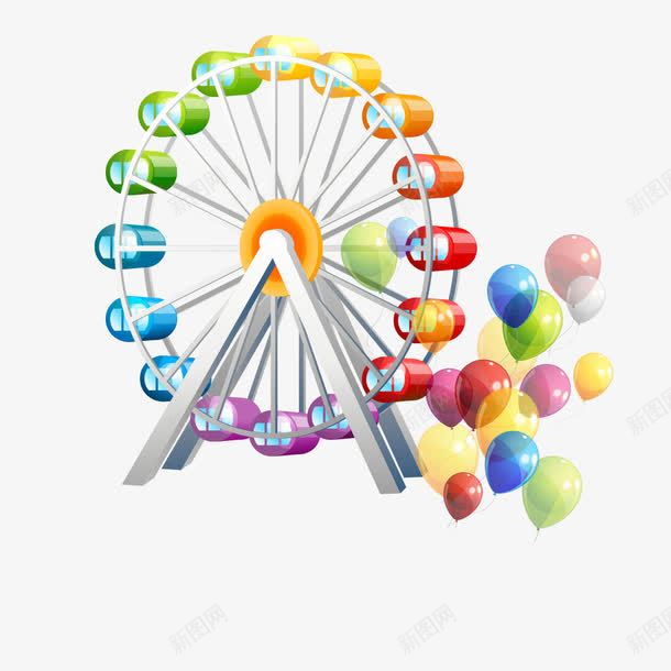 摩天轮png免抠素材_88icon https://88icon.com 儿童节素材 卡通素材 摩天轮 气球