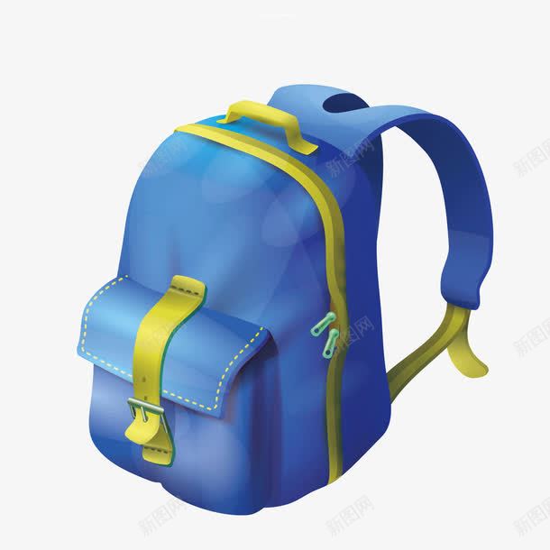 蓝色学生书包双肩包png免抠素材_88icon https://88icon.com 书包 双肩包 学生 蓝色