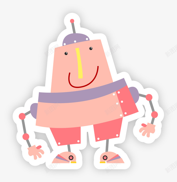 粉色机器装饰png免抠素材_88icon https://88icon.com 卡通装饰 可爱 扁平化 机器人 矢量图案 粉色底纹