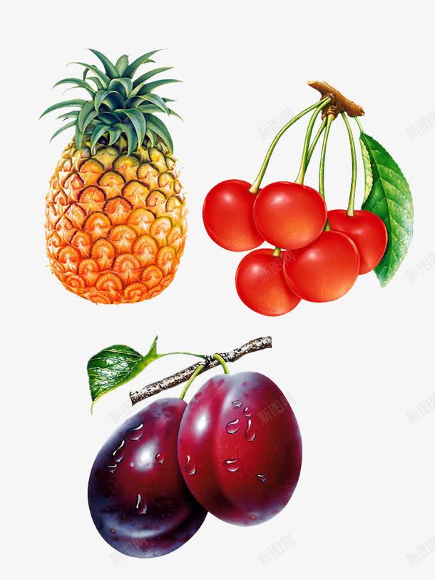 水果元素png免抠素材_88icon https://88icon.com 樱桃 水果 菠萝 西梅