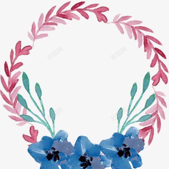 水彩花环png免抠素材_88icon https://88icon.com 叶子花环 手绘花环 相框 花框 花环 装饰框 边框