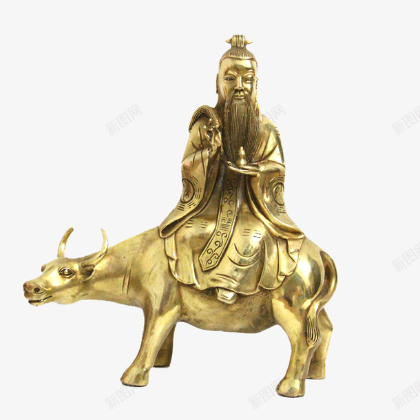 老子骑牛铜像png免抠素材_88icon https://88icon.com 产品实物 家居装饰 工艺品 水牛 纯铜牛招财摆设 老子骑牛铜像 金牛 铜牛