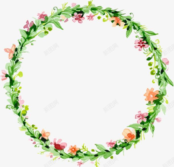 绿色花环矢量图ai免抠素材_88icon https://88icon.com 春意 碎花 绽放 花环 矢量图