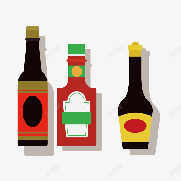 卡通酱料瓶矢量图ai免抠素材_88icon https://88icon.com 瓶子 番茄酱 调料瓶 酱料瓶 酱油 醋 矢量图
