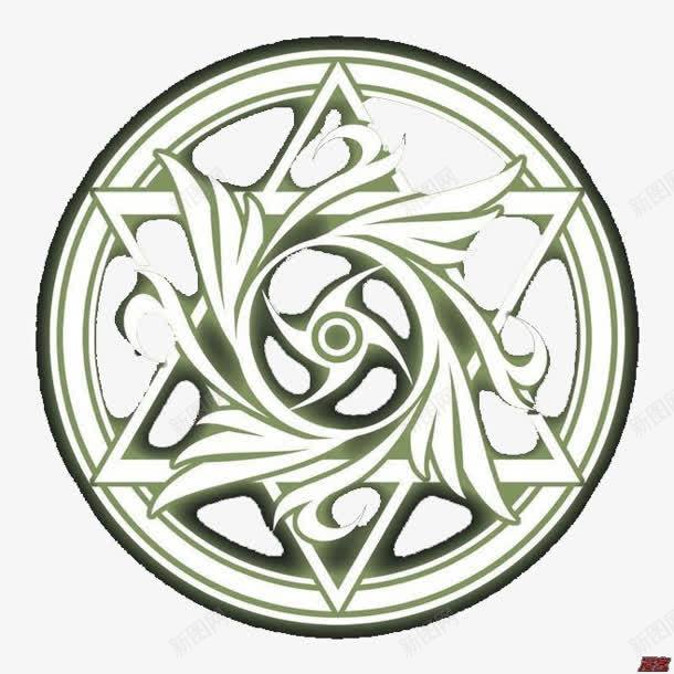 绿色圆形卡通六芒星法阵png免抠素材_88icon https://88icon.com 卡通 圆形 绿色