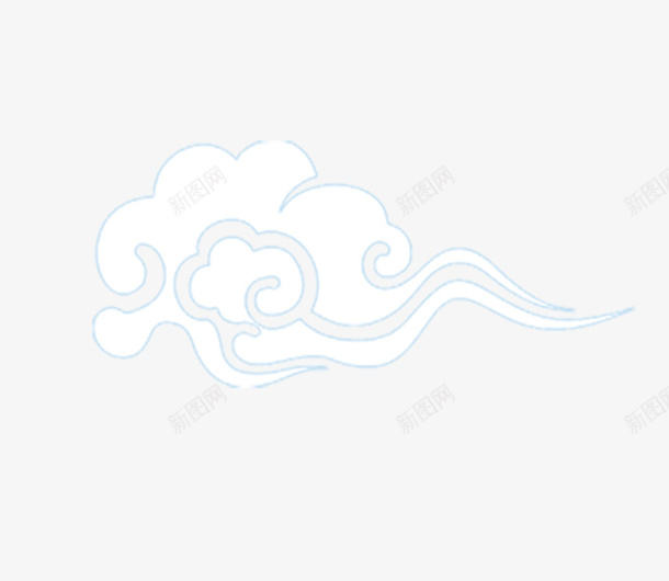 淡蓝色线条形祥云png免抠素材_88icon https://88icon.com 云彩 云朵 古风 淡色 祥云 经典 蓝色