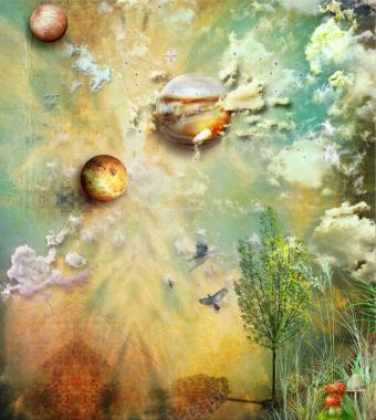 星球与树背景图片 星球与树背景