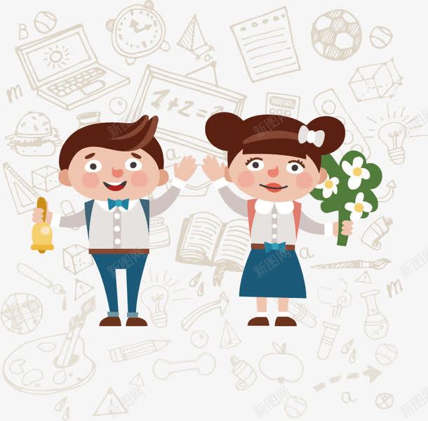 卡通学生png免抠素材_88icon https://88icon.com 卡通人物 卡通动漫 女生 学校 学生 彩色 校园元素 校园元素背景 男生