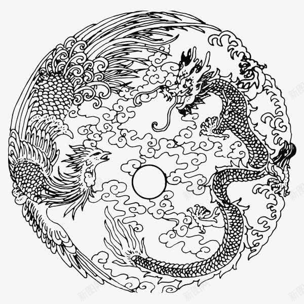 龙凤呈祥png免抠素材_88icon https://88icon.com 凤纹 祥龙图案 线条龙纹 花纹 镂空图案 龙凤呈祥 龙凤呈祥花纹 龙纹