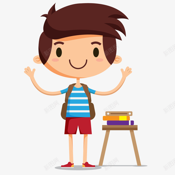 上学男孩png免抠素材_88icon https://88icon.com 上学 书籍 学生 少年 开心 男孩 男生 红鞋 背包