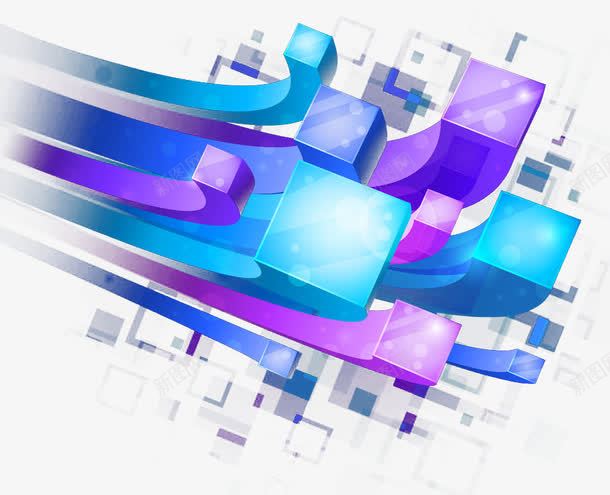 蓝紫色渐变几何png免抠素材_88icon https://88icon.com 几何图 几何图形 几何方块 方块 方形 渐变几何 炫彩几何 立体几何 立体方块 蓝色几何