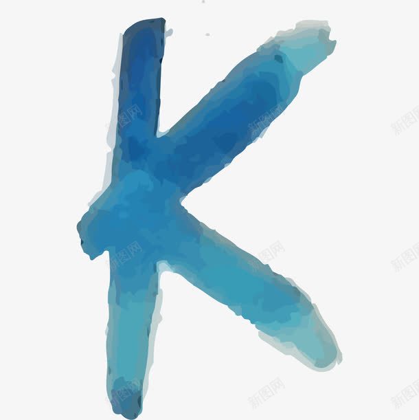 水墨英文字母Kpng免抠素材_88icon https://88icon.com 创意K 卡通 水墨字母 水彩字母 英文 蓝色字母