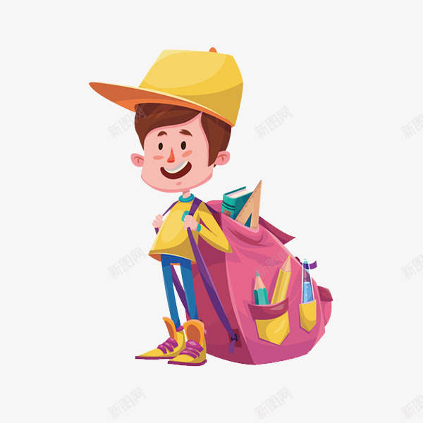 卡通背着书包的男孩图png免抠素材_88icon https://88icon.com 卡通 学生 帅气 插图 沉重 男生 阳光 高兴