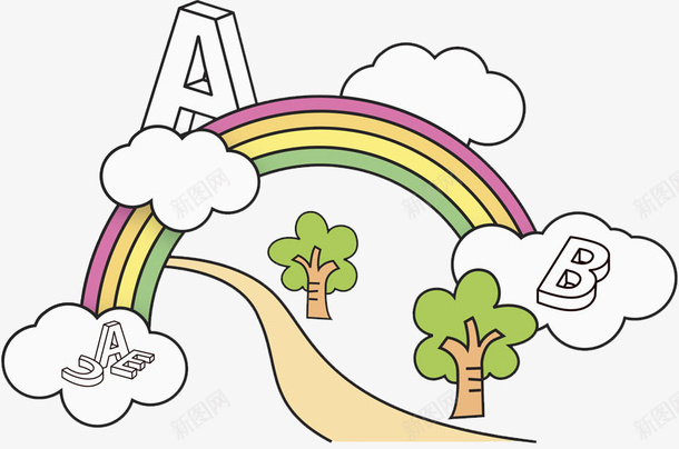 蜿蜒的小路png免抠素材_88icon https://88icon.com 云彩 卡通 大树 字母 彩虹 插图 简笔 蜿蜒的