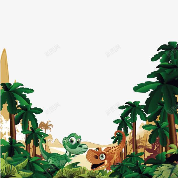 卡通恐龙世界矢量图ai免抠素材_88icon https://88icon.com 动物 卡通 恐龙 森林 远古时期 矢量图