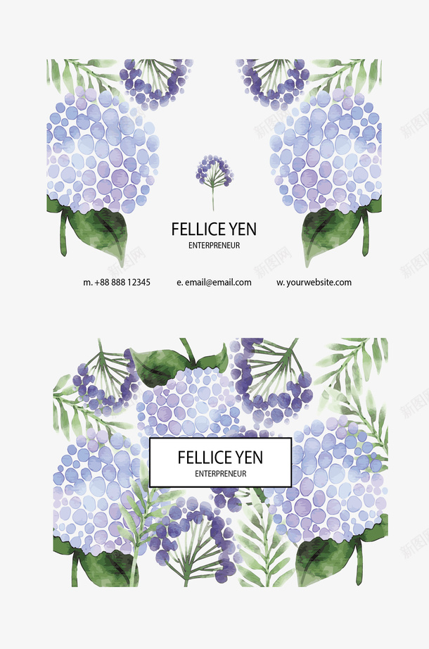 紫色水彩蒲公英名片模板矢量图eps_88icon https://88icon.com 名片模板 水彩 矢量素材 紫色蒲公英 蒲公英名片 矢量图