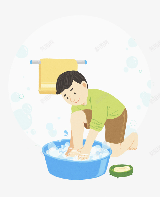 洗脚男孩png免抠素材_88icon https://88icon.com 卡通人物 卡通图案 水彩画 洗脚男孩 肖像画 装饰图案