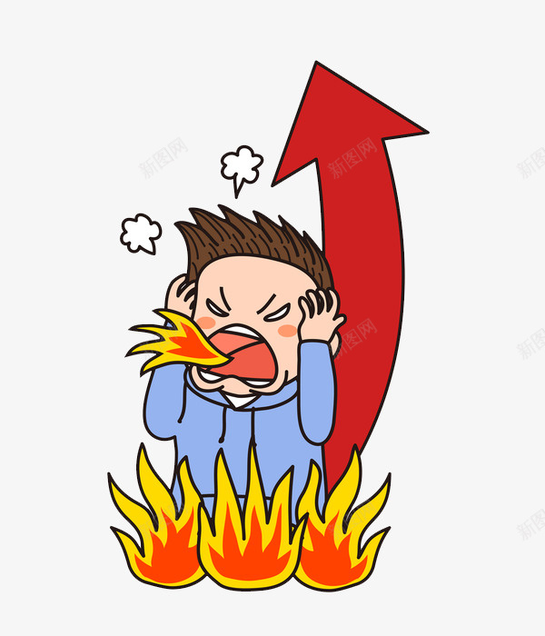 卡通发火的男人图png免抠素材_88icon https://88icon.com 创意的 卡通 卡通火冒三丈 发火的 怄气 愤怒的 男人 红色箭头
