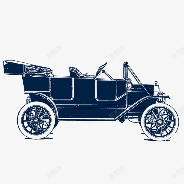 敞篷欧式老式车矢量图ai免抠素材_88icon https://88icon.com 交通 古董 平面老爷车 手绘 插画 汽车 老爷车 矢量图