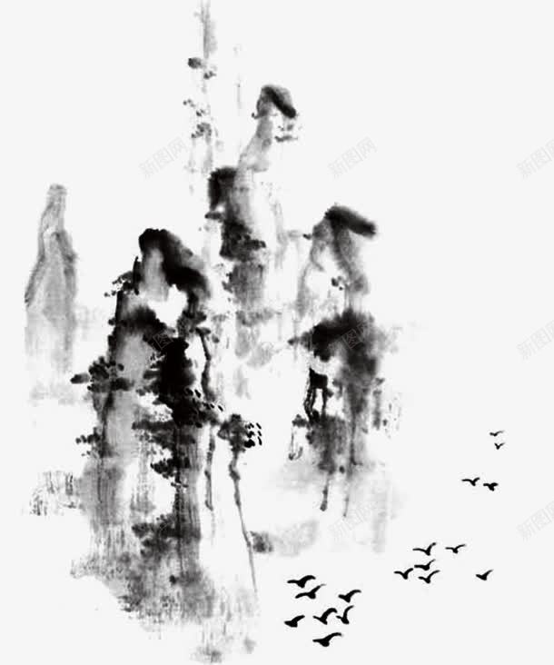 水墨山峰png免抠素材_88icon https://88icon.com 中国风 山峰 水墨山水画 水墨画 装饰素材