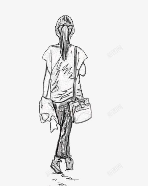 女孩学生背影png免抠素材_88icon https://88icon.com 包包 女孩 学生背影 手绘