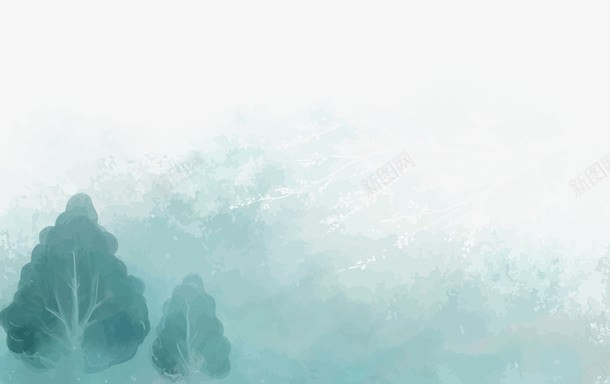 水墨背景花纹png免抠素材_88icon https://88icon.com PNG PNG免费下载 PNG图片 底纹 树 水墨 蓝色