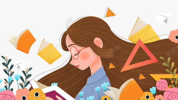 卡通手绘花丛里认真看书的女psd免抠素材_88icon https://88icon.com 书本 免抠卡通手绘花丛里认真看书的女老师免费下载 卡通 手绘 文具装饰 粉色的花朵 花丛里 认真看书的女老师