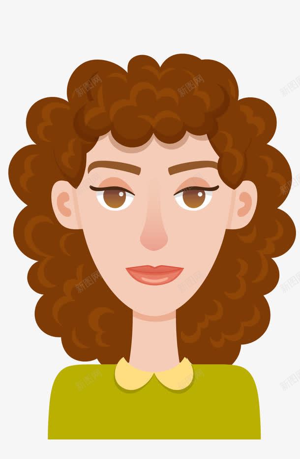 卷头发卡通女人png免抠素材_88icon https://88icon.com 人物 办公 卡通 卡通女人 卷发 各种脸型 圆脸 女人 尖脸 扁平化 脸 表情 锥子脸 长脸