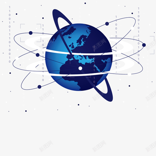 蓝色美丽星球线条环绕矢量图ai免抠素材_88icon https://88icon.com 地球 星环 星球环绕 物理 物理元素 矢量图 立体球 美丽星球 蓝色星球