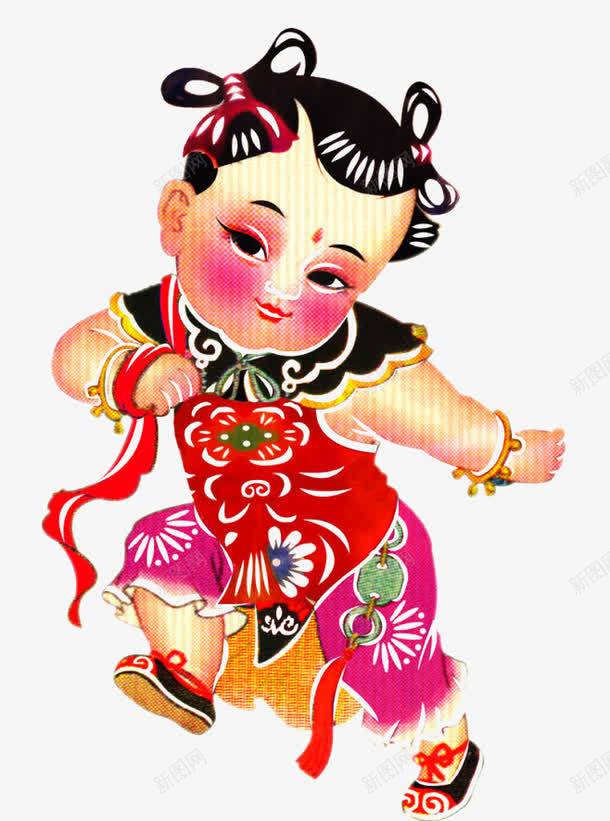 手绘福娃png免抠素材_88icon https://88icon.com 小女孩 新年装饰 春节元素 福娃 红色