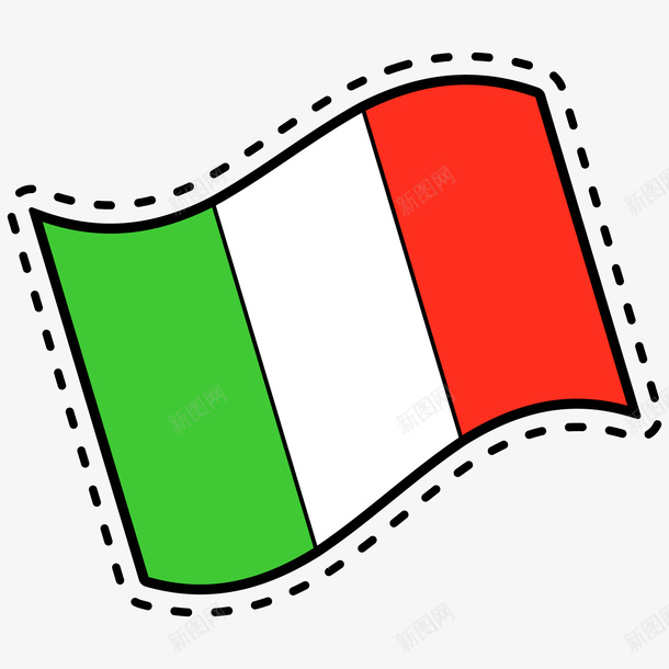 意大利国旗卡通贴纸矢量图ai免抠素材_88icon https://88icon.com 免抠PNG 度假 彩色 意大利国旗卡通贴纸 意大利旅行 文化 旗帜 矢量图
