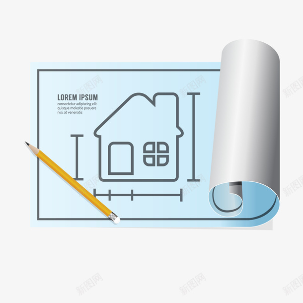 工程施工图矢量图ai免抠素材_88icon https://88icon.com 卡通 图纸设计 工程图 施工图 铅笔 矢量图