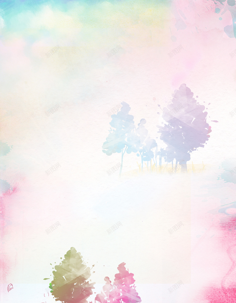 手绘彩色晕染背景psd设计背景_88icon https://88icon.com 唯美 墨迹 多彩 小树 彩色 手绘 文艺 晕染 水彩 水粉 纹理 背景素材