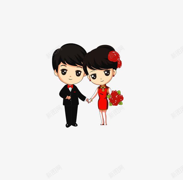 婚礼结婚小人png免抠素材_88icon https://88icon.com 中式 婚庆 新娘 新郎 结婚小人