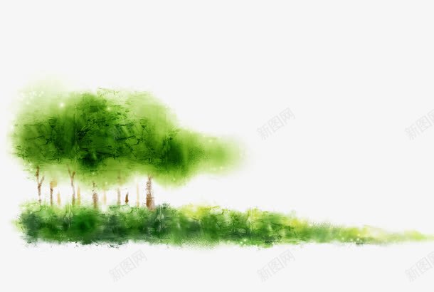 梦幻树林草丛png免抠素材_88icon https://88icon.com 大自然 手绘 树 梦幻 水墨 绿色 草丛